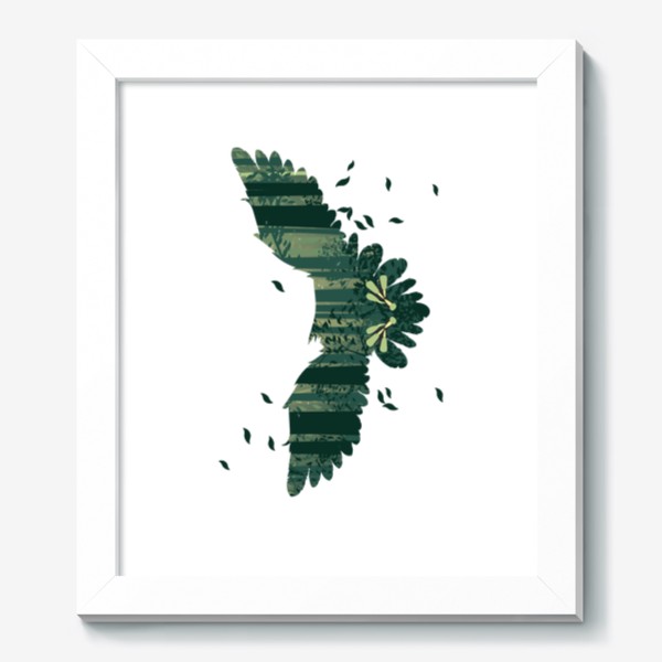 Картина «Летящая сова и зеленый лес»