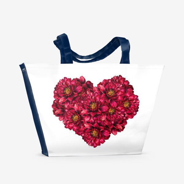 Пляжная сумка «Сердце из пионов (Heart of peonies)»