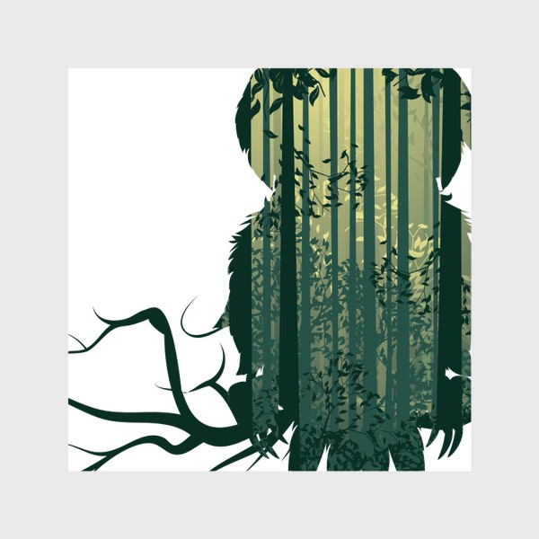 Шторы &laquo;Сова на ветке и зеленый лес&raquo;