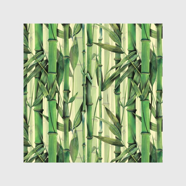 Шторы «Бамбуковые стебли, листья, ветки. Бамбуковый, тропический лес. Акварельный паттерн.»