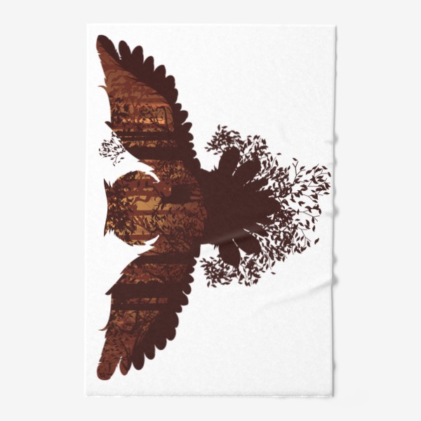Полотенце «Летящая сова и осенний лес»