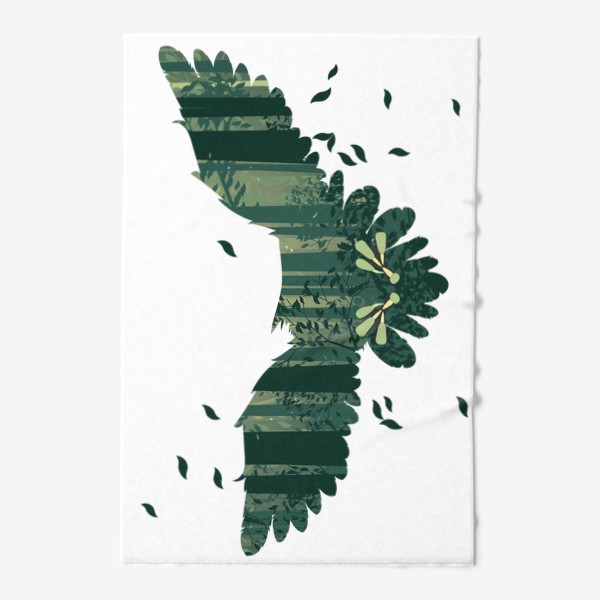 Полотенце «Летящая сова и зеленый лес»