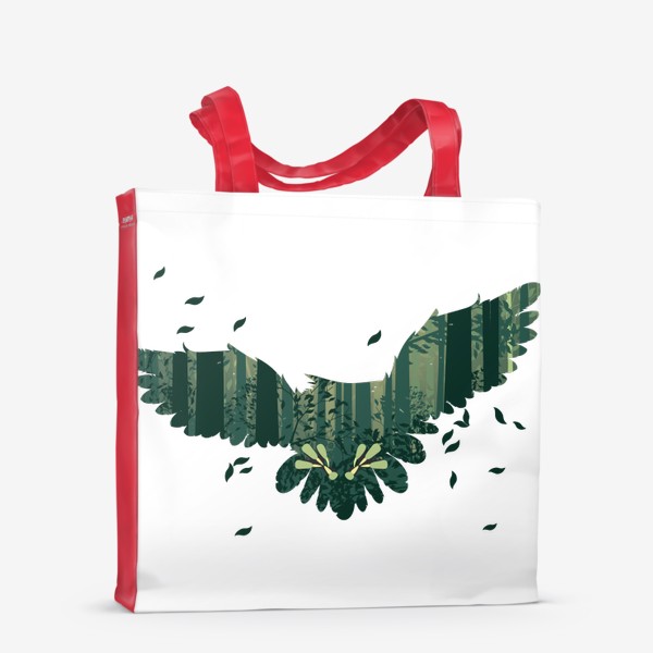 Сумка-шоппер «Летящая сова и зеленый лес»