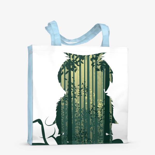 Сумка-шоппер «Сова на ветке и зеленый лес»