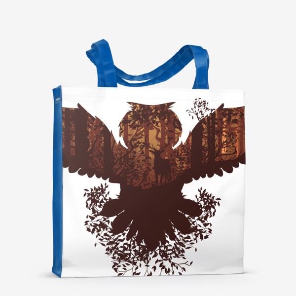 Сумка-шоппер «Летящая сова и осенний лес»