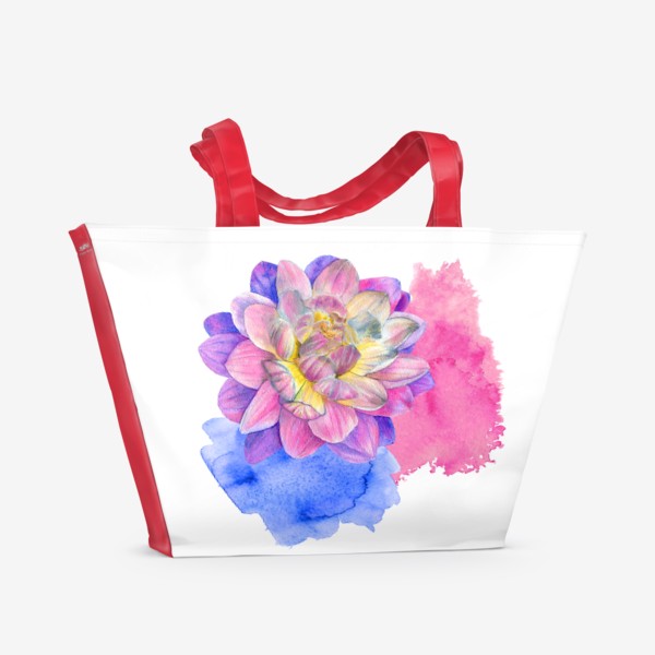 Пляжная сумка «Неон Абстракция Цветы Розовая Хризантема»