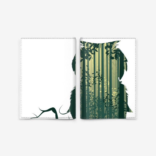 Обложка для паспорта «Сова на ветке и зеленый лес»