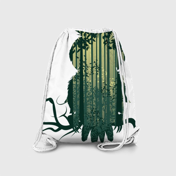 Рюкзак «Сова на ветке и зеленый лес»