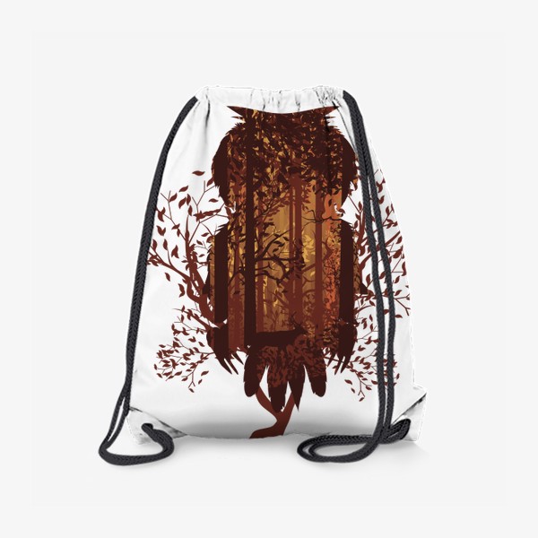 Рюкзак «Сова на ветке и осенний лес»