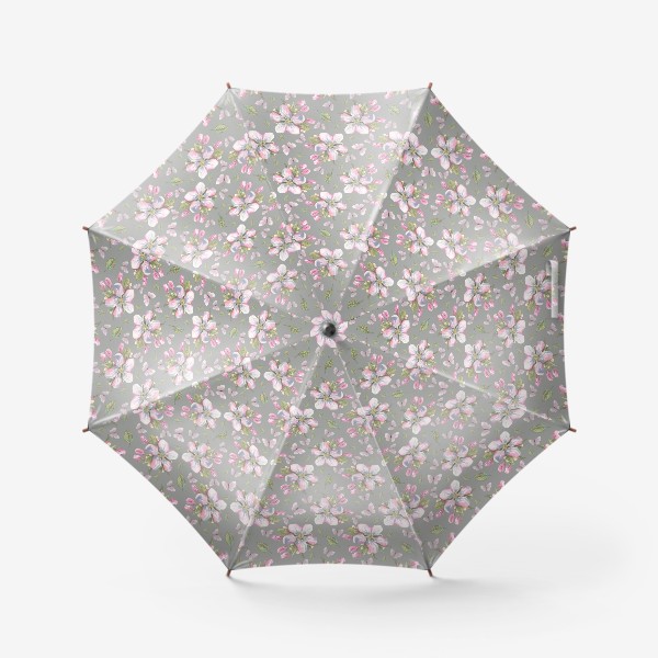 Зонт «Яблоневые цветы розовые с бабочками. Акварельный паттерн.»