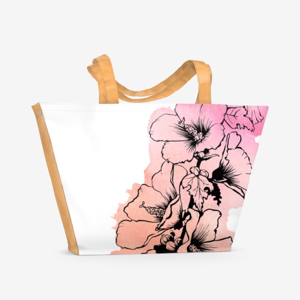 Пляжная сумка &laquo;Цветок Мальвы Закат&raquo;