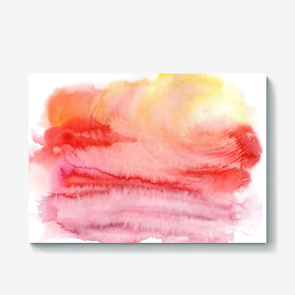Холст &laquo;Fiery watercolor sunset - Огненный акварельный закат в теплом алом градиенте вокруг светло-желтого солнца&raquo;