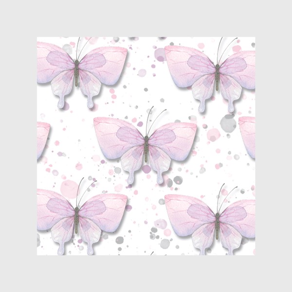 Скатерть &laquo;Нежные сиренево-розовые бабочки. Акварельный паттерн.&raquo;