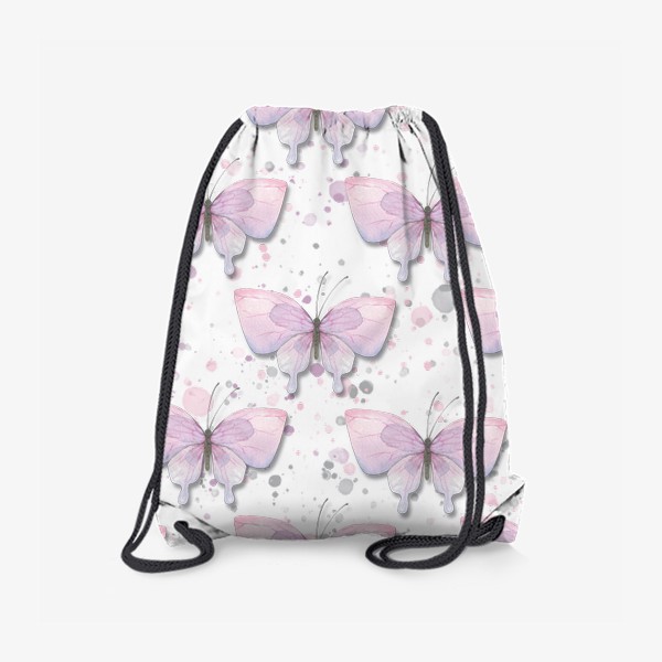 Рюкзак «Нежные сиренево-розовые бабочки. Акварельный паттерн.»