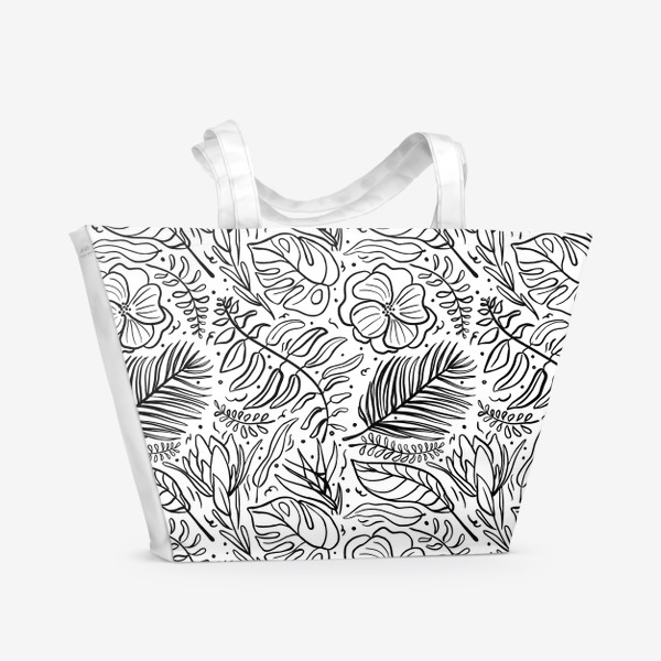 Пляжная сумка «Паттерн с тропическими растениями»