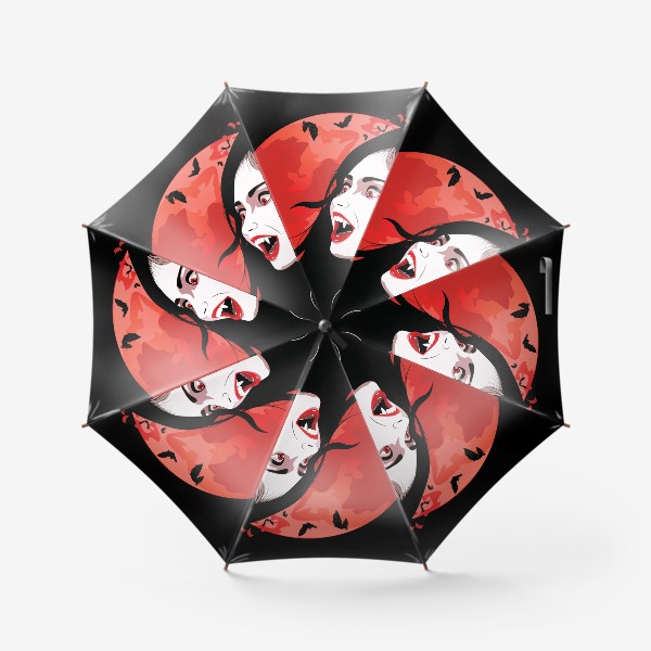 Зонт «Вампирша и летучие мыши на фоне красной луны»