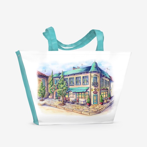 Пляжная сумка «Уютное кафе»