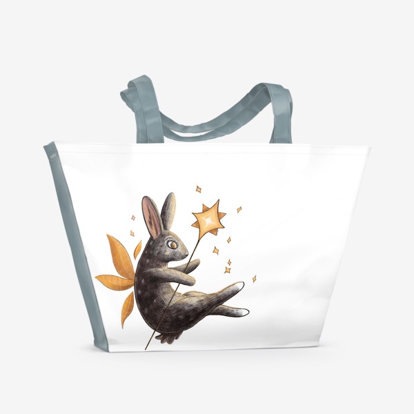 Пляжная сумка «Символ нового 2023 года Черный Кролик»