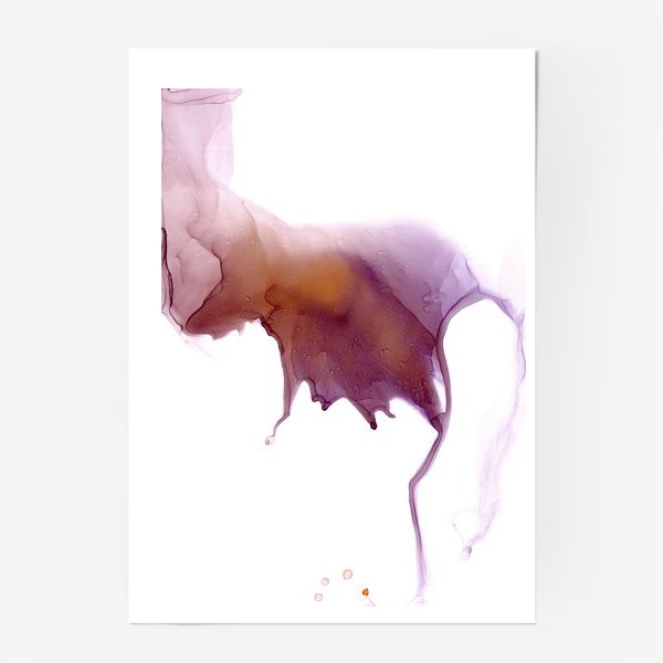 Постер «lilac cloud with long tentacles - Полупрозрачное сиреневое облако с длинными щупальцами и теплым оранжевым светом внутри»