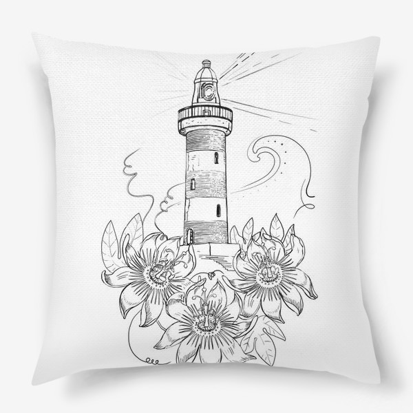 Подушка «маяк с цветами пассифлоры»