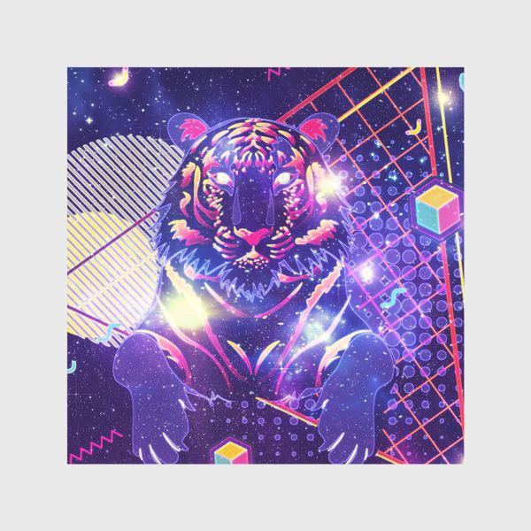 Скатерть «Космический тигр и геометрические фигуры»