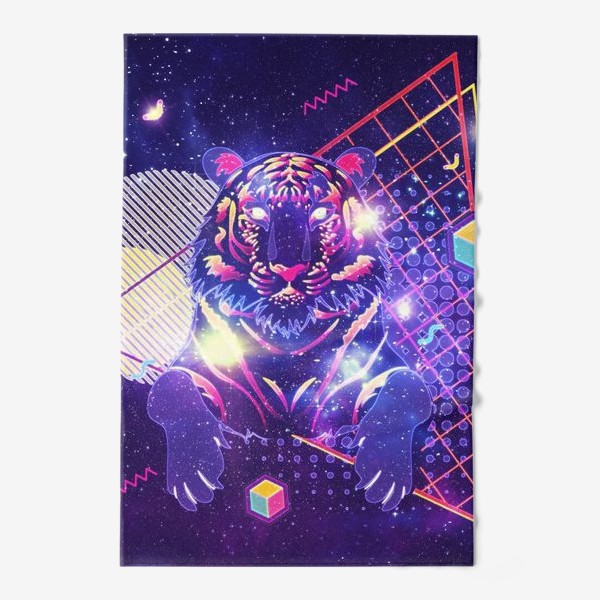 Полотенце «Космический тигр и геометрические фигуры»