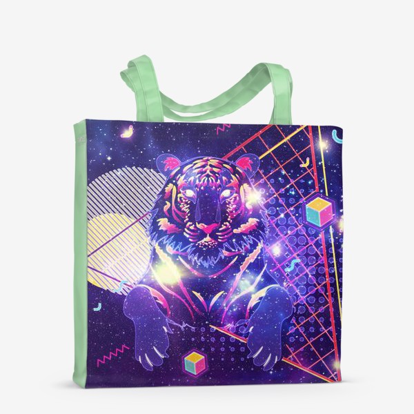 Сумка-шоппер «Космический тигр и геометрические фигуры»