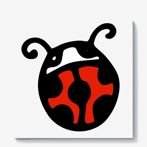 Холст «божья коровка, смешной маленький круглый жук с красной спинкой и круглыми черными точками»