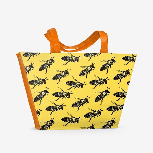 Пляжная сумка «Паттерн "Пчёлы на жёлтом"»