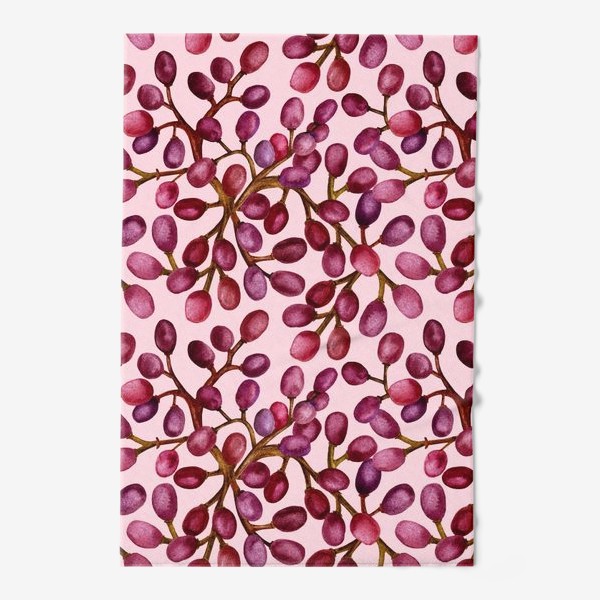 Полотенце «Паттерн дикий виноград на розовом фоне»