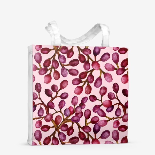 Сумка-шоппер «Паттерн дикий виноград на розовом фоне»