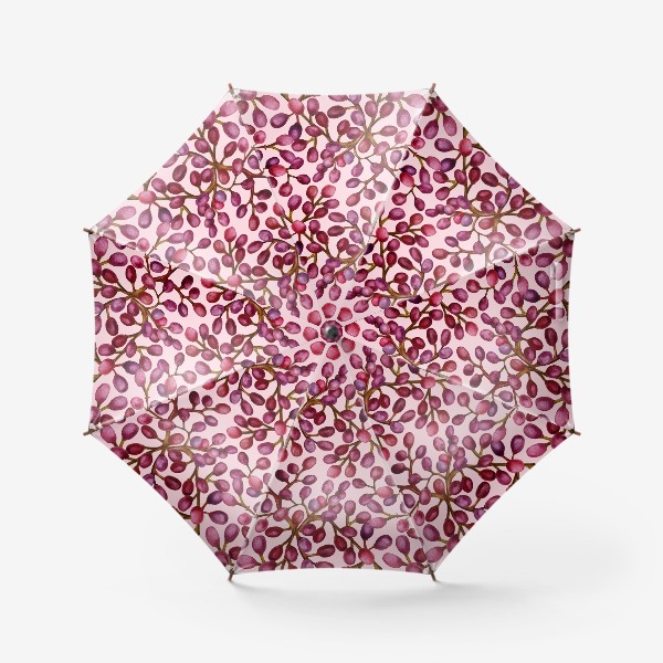Зонт &laquo;Паттерн дикий виноград на розовом фоне&raquo;