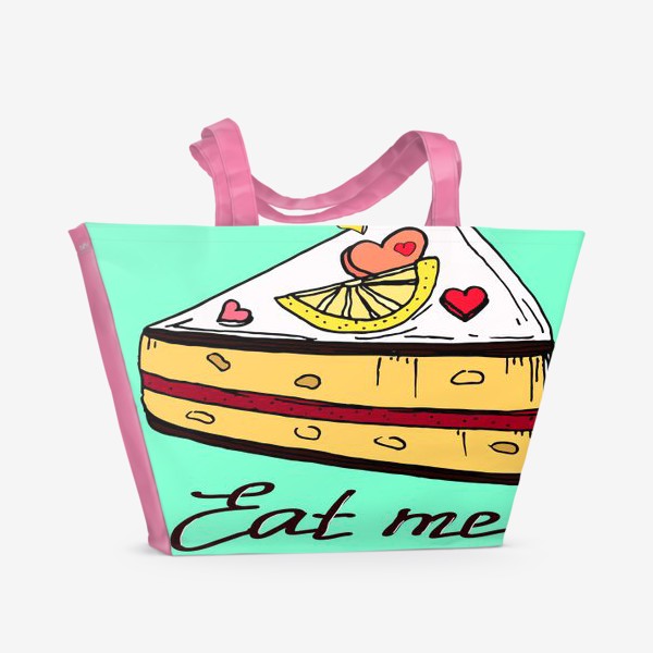 Пляжная сумка «Лимонный кекс в подарок любителям сладкого и сердец»