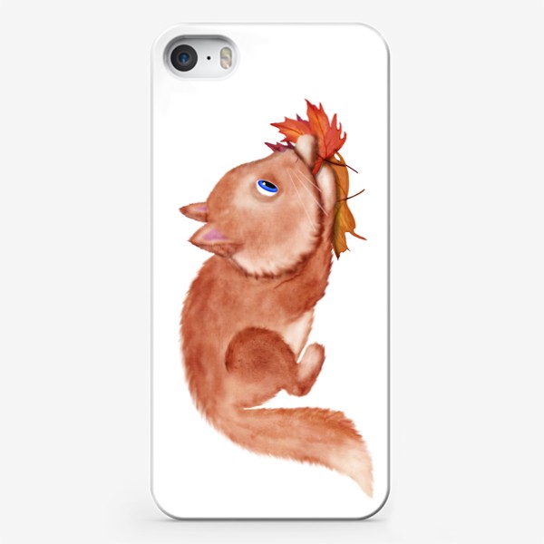 Чехол iPhone «Котенок с листьями»