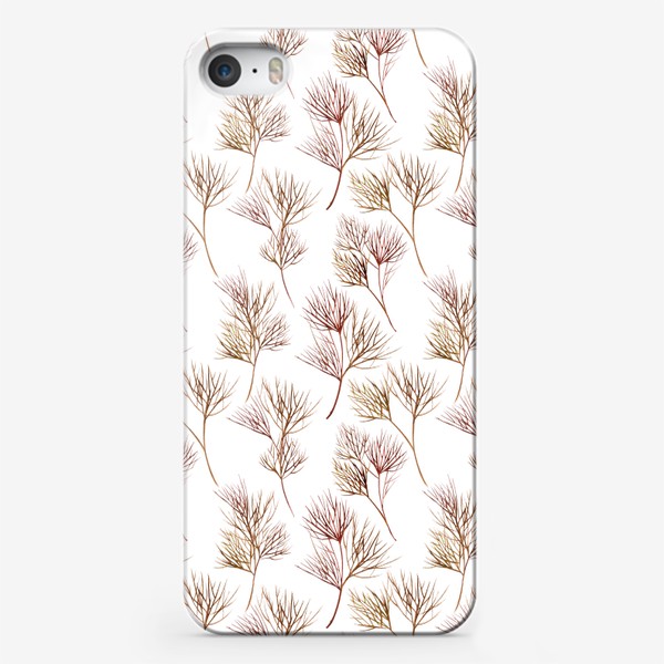 Чехол iPhone &laquo;Паттерн сухоцветы на белом фоне&raquo;