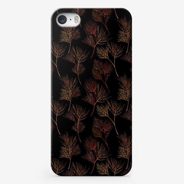 Чехол iPhone «Паттерн сухоцветы на черном фоне»
