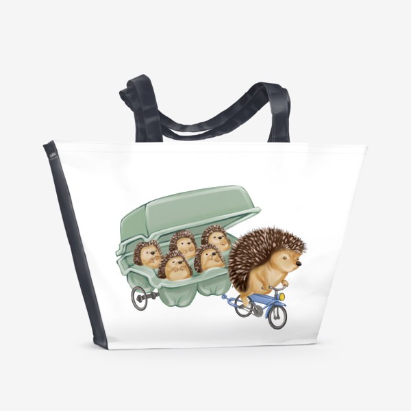 Пляжная сумка «Мама ежиха с детьми»