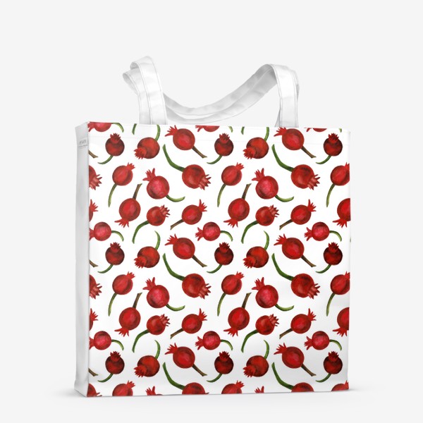 Сумка-шоппер «Паттерн крупные ягоды шиповника на белом фоне»