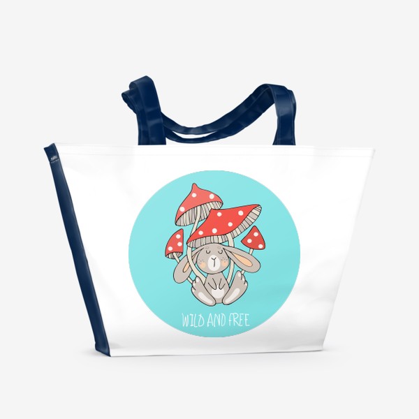 Пляжная сумка «Зайчики и грибочки»