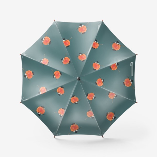 Зонт «Снегири на сером фоне, акварельный паттерн»