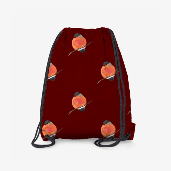 Рюкзак «Снегири на красном фоне, акварельный зимний паттерн»