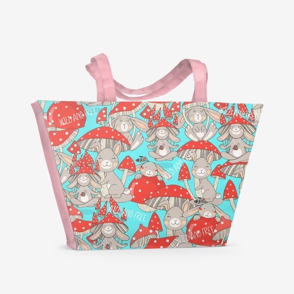 Пляжная сумка «Зайчики и грибочки»