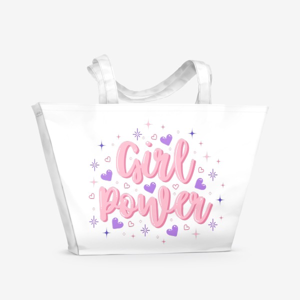 Пляжная сумка «Мотивационная милая цитата леттеринг "girl power"»