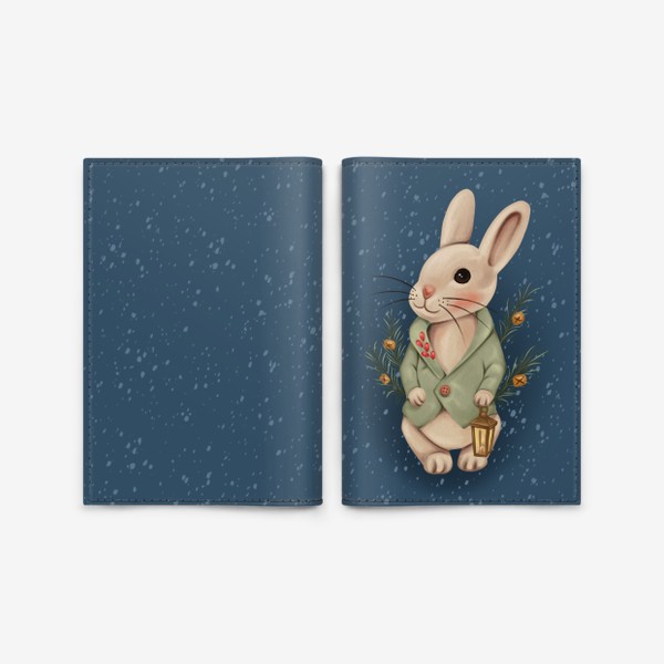 Обложка для паспорта «Милый кролик с фонариком»