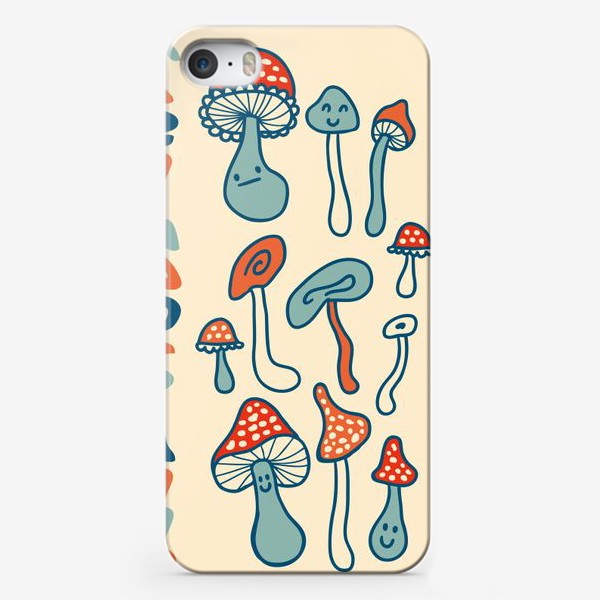 Чехол iPhone «GOOD VIBES ONLY слоган с грибочками в стиле 70-х »