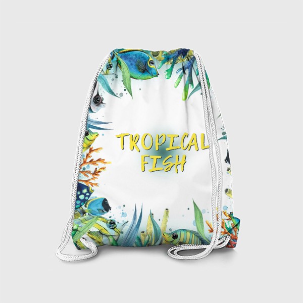 Рюкзак «Тропические рыбки, коралловый риф. Акварель.»