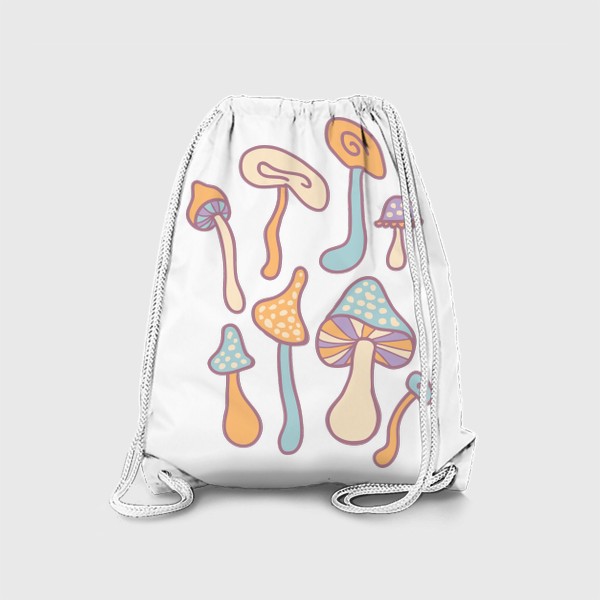 Рюкзак «Грибы в ретро стиле, пастельный»