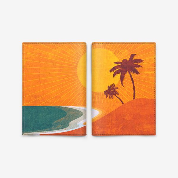 Обложка для паспорта «Закат на побережье минимализм»