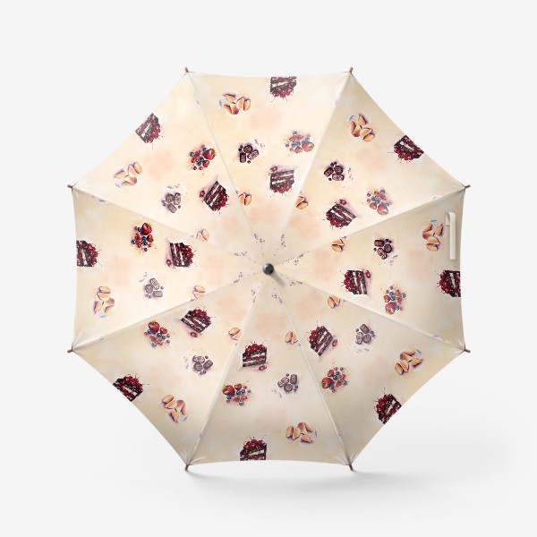 Зонт &laquo;Паттерн сладости на бежевом акварельном фоне&raquo;