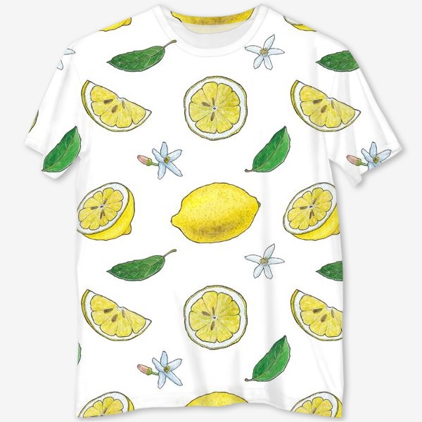Футболка с полной запечаткой «Лимоны. Желтый. Паттерн»